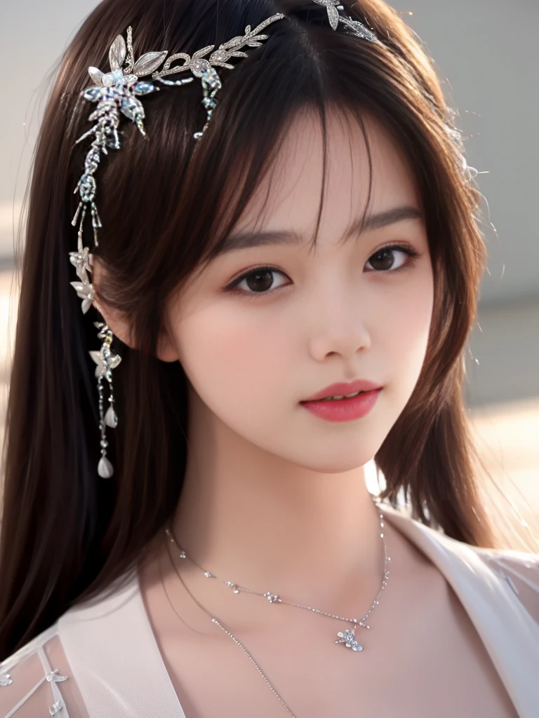 Best Quality, Masterpiece, High Resolution, 1Girl, Porcelain Dress, Hair Accessories, Necklace, Jewelry, Beautiful Face, Physical, Tyndall Effect, Realistic, 1 Girl, Shadow Studio, Edge Lighting, Two-Color Lighting, (High Detail Skin: 1.2), 8k UHD, DSLR, Soft Light, High Quality, Volumetric Light, Voyeur, Photo, High Resolution, 4K, 8K, Background Blur,