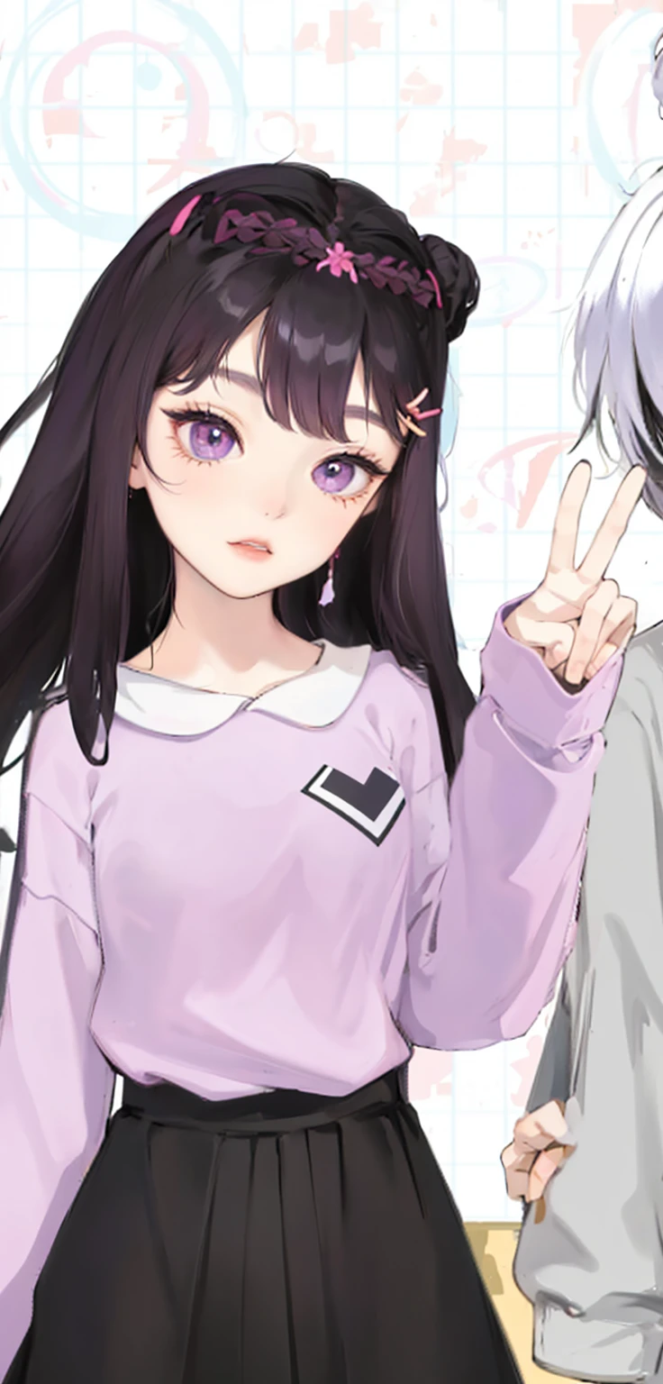 Absurdres, Masterpiece, Best quality, light colors, korean girl from K-pop with Beautiful face , beautiful hair , a character from webtoon, anime eyes, semi casual clothes, masterpiece background, detailed background