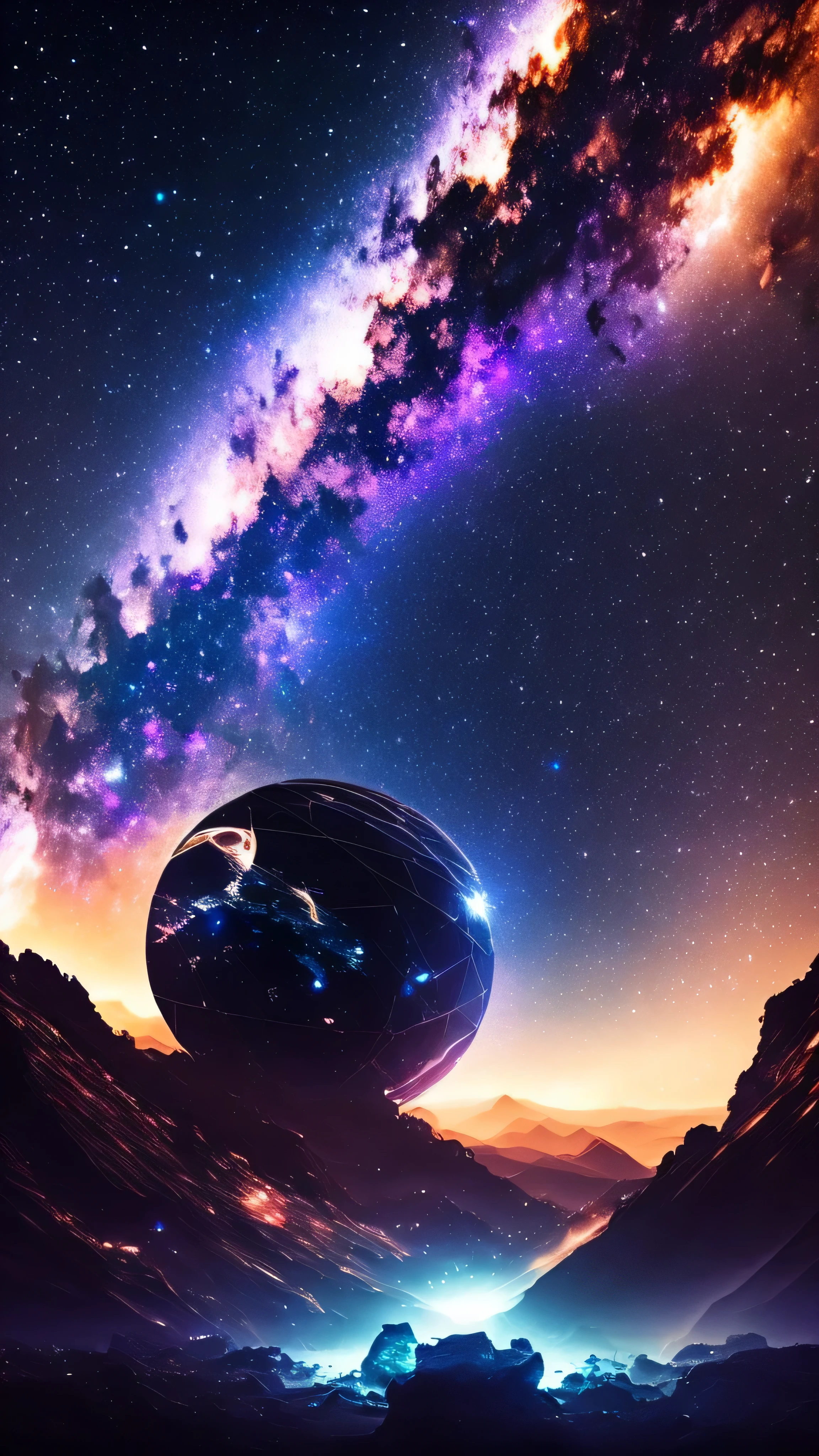 dream-like, Milky Way, universe, star cloud, star, [cyber punk] Moon from the stars (star:1.5),