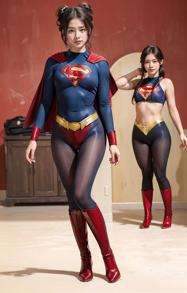 No background、(((Beautiful legs in black tights.)))、(((Legally express the beauty of your smile)))、((((Make the most of your original images)))、(((体にぴったりフィットするSupergirl Costume)))、(((Supergirl Costume)))、(((Beautiful twin tail hairstyle)))、(((She is winking cutely.)))、(((Please wear black tights....、Wear red boots)))、((Best image quality、8k))、((highest quality、8k、masterpiece:1.3))、(((Preserve background )))、Sharp focus:1.2、Beautiful woman with perfect figure:1.4、Slim Abs:1.2、Wet body:1.5、Highly detailed face and skin texture、8k