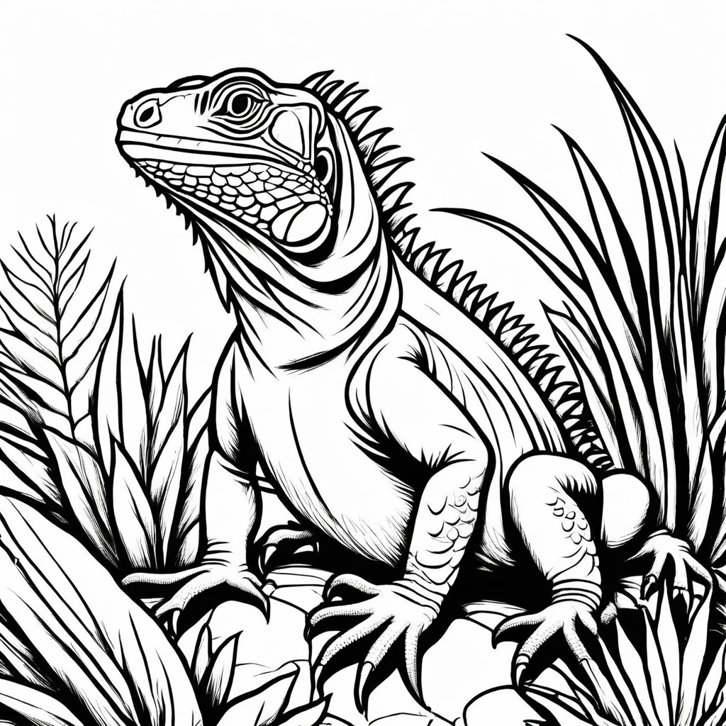 A cute Iguanas
, cartoon, Coloring Book, ColoringBookAF,