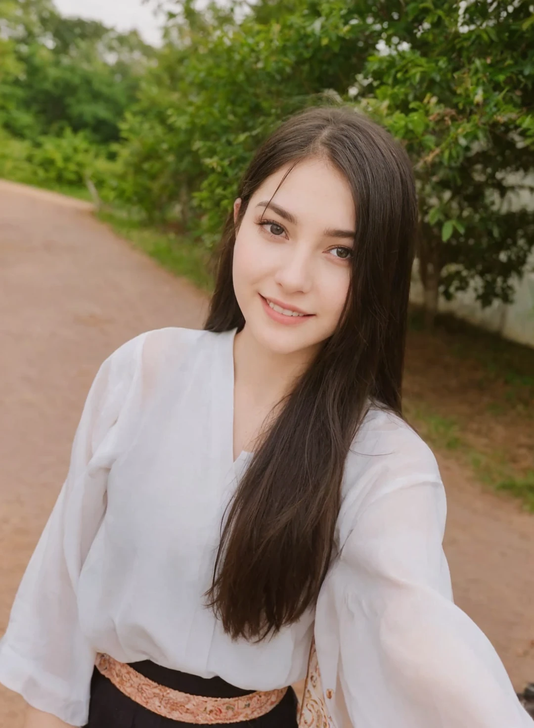 ((best quality)), ((masterpiece)), (detailed),(purple eyes), ((field of flowers)), perfect face, happy young woman, beautiful young woman, young woman tucking her hair behind her ear, laughing, happy, smile, wholesome, daisy behind ear, hair tucked behind her ear, long plaited hair, long perfect hair, slight blush, ((green eyes)), ethereal eyes, big eyes, blonde hair, detailed eyes, perfect iris, perfect eyes, symmetrical eyes, symmetrical face, happy on a field of flowers