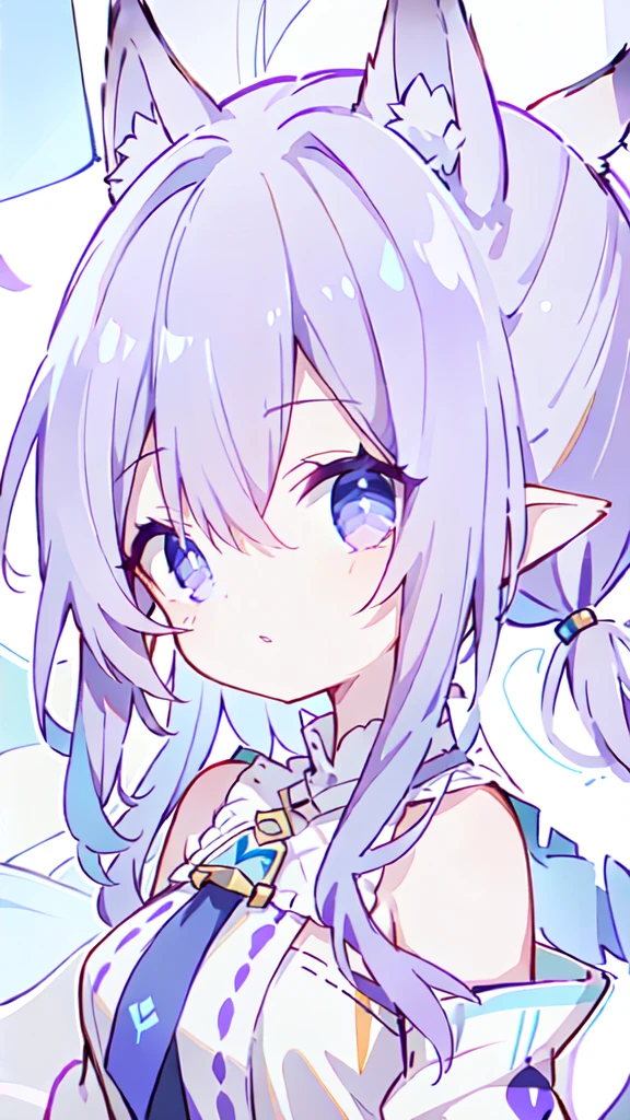 Vertical Roll、Purple Hair、Neutral clothing、With furry ears、Drooping eyes、Light blue eyes