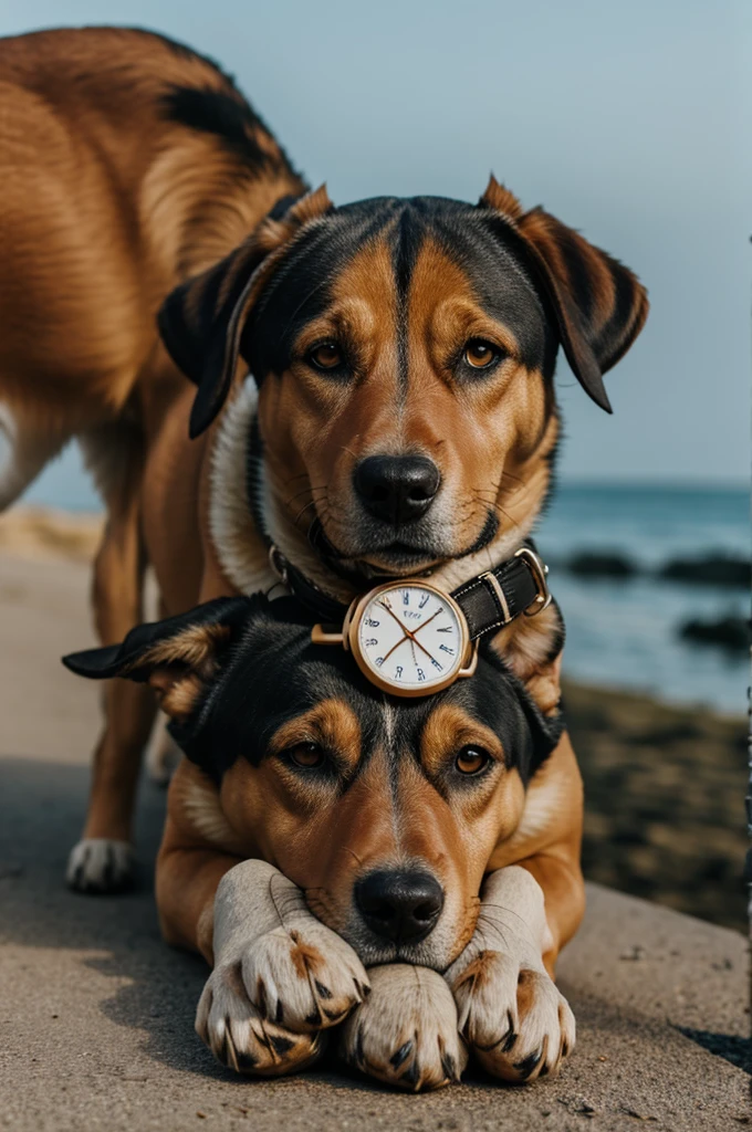 Un perro con un reloj
