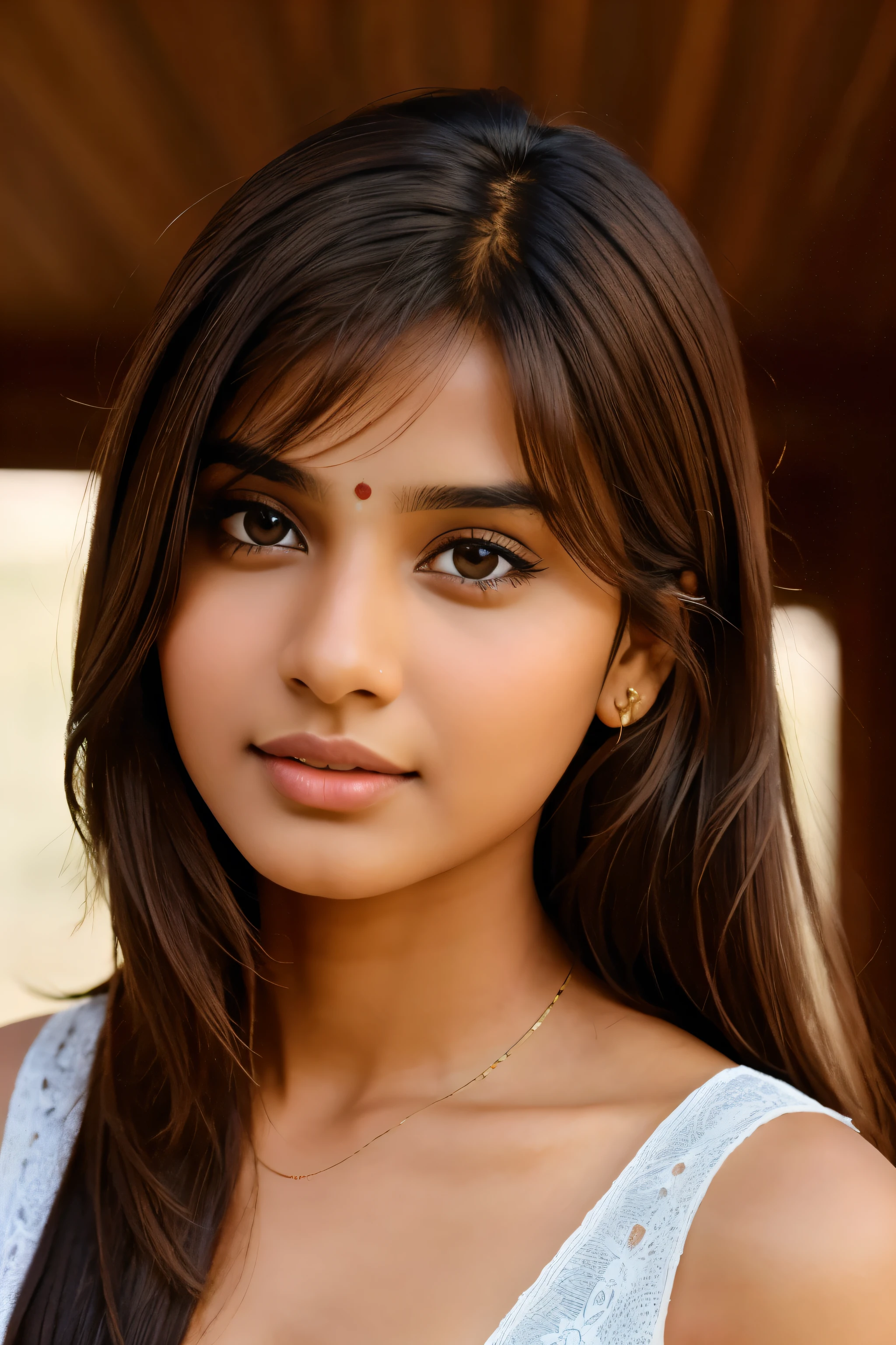 Fully indian girl with beauty and brown hair
