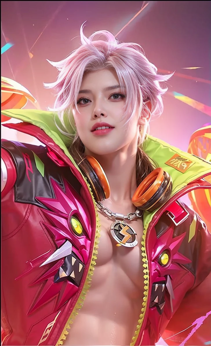 seed:4195271995,((Full Body Angle:1.１)),((highest quality, 8K, masterpiece: 1.3)), concentrated: 1.2,Front hair:1.3, Cute girl 1,Nipples erect、 Perfect beauty: 1.4,Colorful ribbed knit half-zip T-shirt、Shorts: 1.2,Randall Color、comics＆Text Graphics、Black,1.1, Highly detailed face and skin textures, Fine grain, double eyelid, whitening skin, ,highest quality,Ultra-high resolution,you,1 man,alone,_Shiny_skin,Iris,necklace,((Brown_length_Wavy_hair)),(lips)),eyelash,Front hair,deal with,compensate,Shiny,pore,skin texture,Large Breasts、smiling face、Front hair、The hair is wet、from below