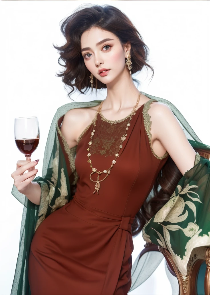 (green dress:1.2),1girl,hourglass body shape,waist up,beautiful detailed eyes,beautiful detailed lips,extremely detailed face,long eyelashes,detailed intricate dress,natural lighting,vibrant colors,soft focus,photorealistic,8k,extremely detailed,masterpiece