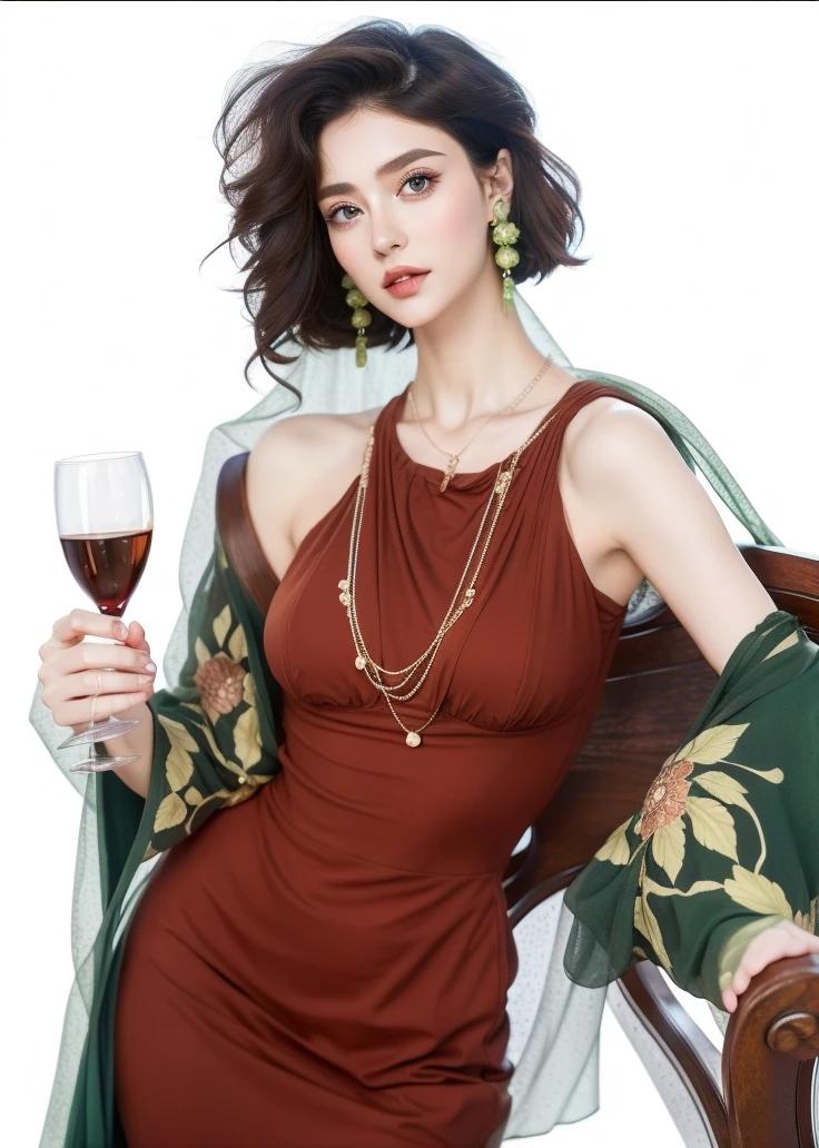 (green dress:1.2),1girl,hourglass body shape,waist up,beautiful detailed eyes,beautiful detailed lips,extremely detailed face,long eyelashes,detailed intricate dress,natural lighting,vibrant colors,soft focus,photorealistic,8k,extremely detailed,masterpiece