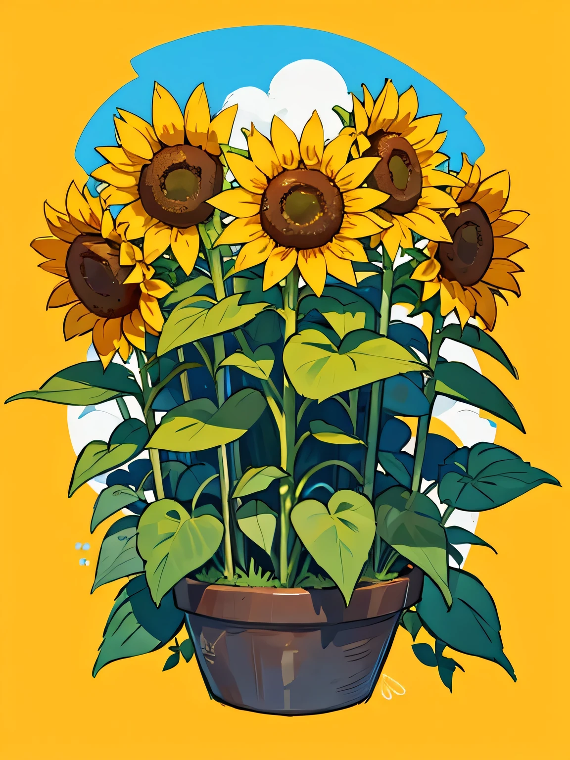 Stylish design、Fill with sunflower flowers