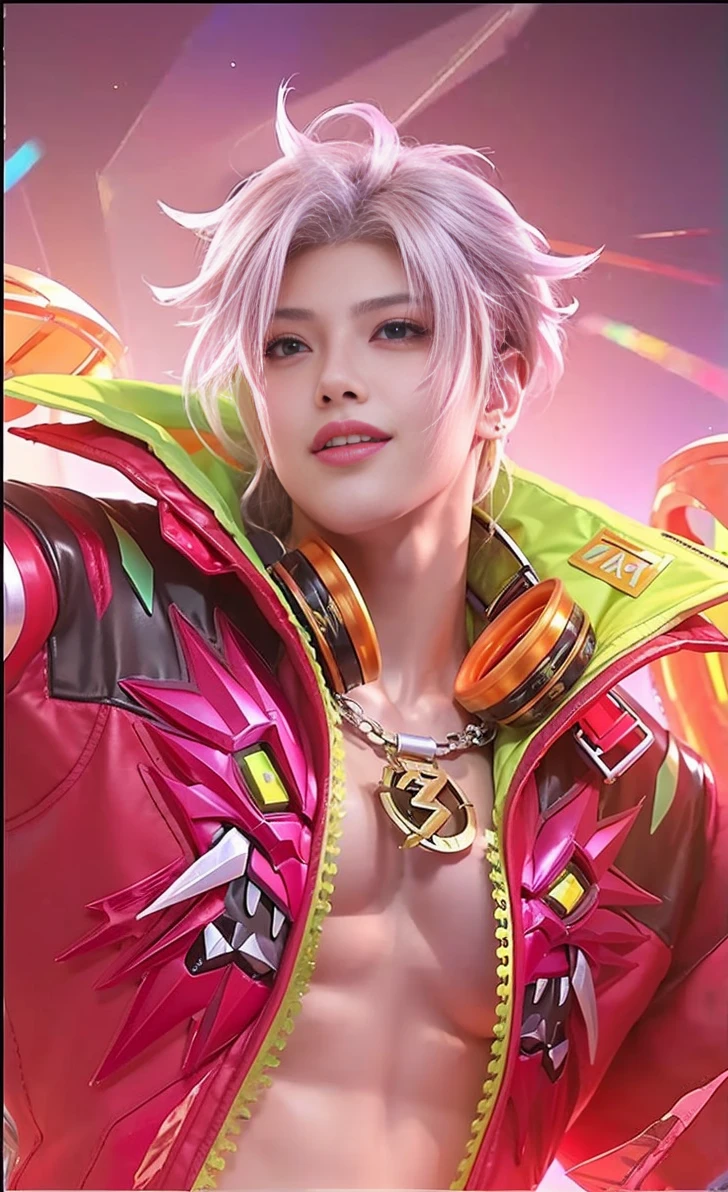 seed:4195271995,((Full Body Angle:1.１)),((highest quality, 8K, masterpiece: 1.3)), concentrated: 1.2,Front hair:1.3, boys 1,Nipples erect、 Perfect beauty: 1.4,Colorful ribbed knit half-zip T-shirt、Shorts: 1.2,Randall Color、comics＆Text Graphics、Black,1.1, Highly detailed face and skin textures, Fine grain, double eyelid, whitening skin, ,highest quality,Ultra-high resolution,you,1 boys,alone,_Shiny_skin,Iris,necklace,((Brown_length_Wavy_hair)),(lips)),eyelash,Front hair,deal with,compensate,Shiny,pore,skin texture,Large Breasts、smiling face、Front hair、The hair is wet、from below