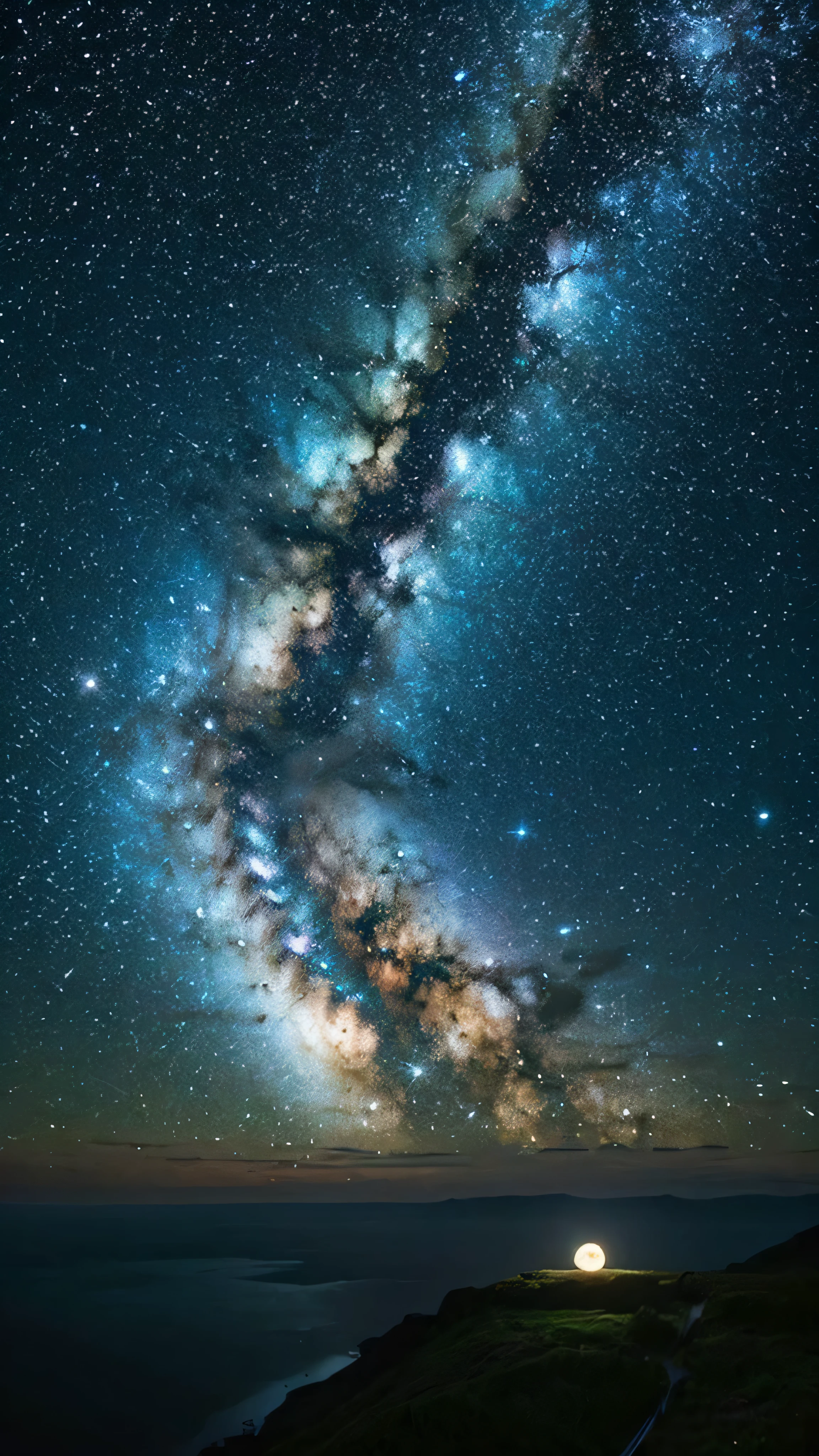 dream-like, Milky Way, universe, star cloud, star, [cyber punk] Moon from the stars (star:1.5),