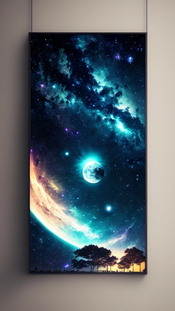 dream-like, Milky Way, universe, star雲, star, [cyber punk] Moon from the stars (star:1.5),