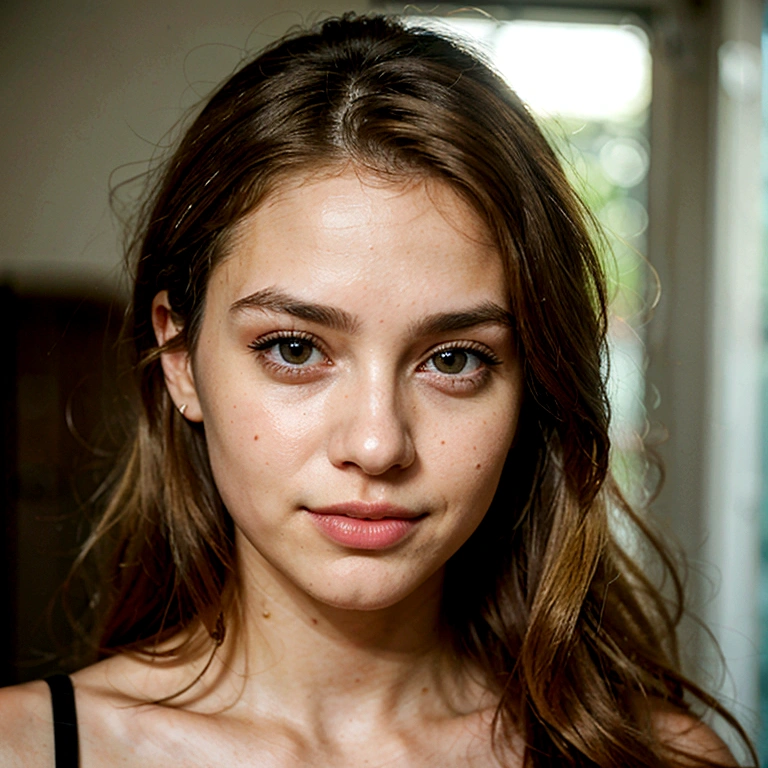 ((best quality)), high quality, Hyperrealism, ((realistic)), (realisticity:1.4), ((round slim face shape)), ((intense brown eyes)), ((blonde)), young teen, sexy, flirting, smirking, Raw, 16 year old, 1girl, looking at camera, photo realistic, (natural light), (Portrait), 8k, film grain:1.2, (UHD, 8k), potrait photo, cute, big eyes, small lips