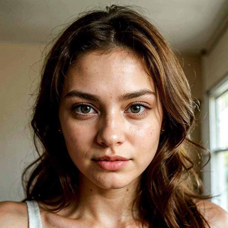 ((best quality)), high quality, Hyperrealism, ((realistic)), (realisticity:1.4), ((round slim face shape)), ((intense brown eyes)), ((blonde)), young , sexy, flirting, smirking, Raw, 16 year old, 1girl, looking at camera, photo realistic, (natural light), (Portrait), 8k, film grain:1.2, (UHD, 8k), potrait photo, cute, big eyes, small lips