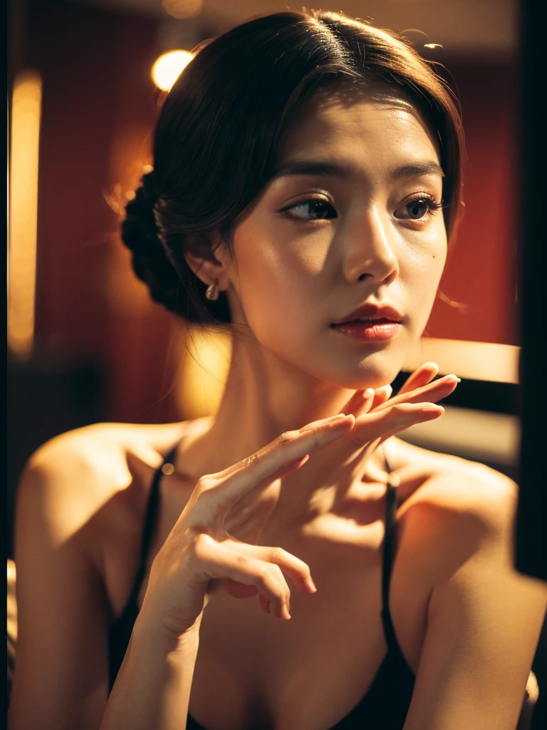 ((best quality)), ((masterpiece)), (Cinematic Aesthetic:1.4) Photo of a beautiful
lady smoking
