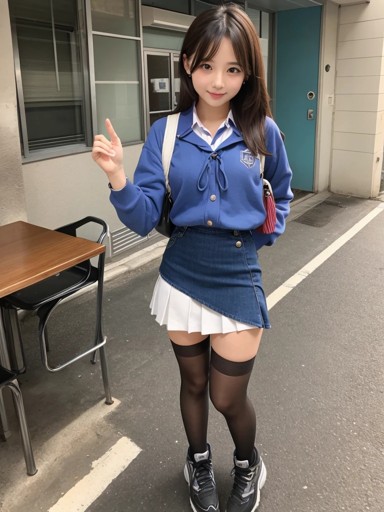 High school girl mini skirt 美脚