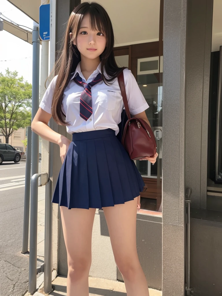 High school girl mini skirt ノースリーブ 太もも