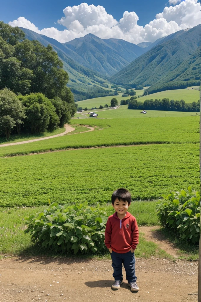 Small boy in a peace place with smile face