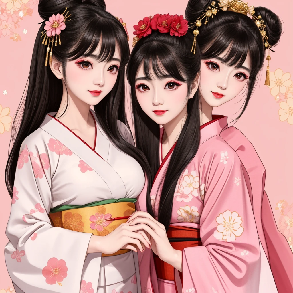 Each has a different expression２People and sisters、(２ girls）、｟Dancing traditional arts with grace)、((Big Breasts、Small Face、Not exposed))、highest quality、masterpiece、（Black Hair、Bun Hair）、Brown Eyes、｟Wide angle、Angle from above the waist、雑誌の表紙のPause、Their gazes are different, gazing into the distance｠、(８K High Quality、masterpiece、High resolution、Realistic and beautiful light and shadow、(highest quality)、(High Resolution)、(Very delicate and beautiful)、(Beautiful 8k face)、(With a smile、Beautiful eyes)、(Clear skin)、(Soft hair)、(８Head to Body)、(A Japanese style yukata kimono with red, pink and orange floral patterns on a white background, interspersed with gold powder、Wearing a yukata２Beautiful Japanese girls)、((Tanabata decoration background))、((Small Face))、(arms up)、Thin and small nose、（Red lipstick）、（Make your cheeks red）、（Glossy skin）、((Ink painting style))、Very thin eyebrows、Overall ultra-high image quality、（She is wearing maiko-style makeup.）、Whitening、Long and beautiful eyelashes、Glowing Skin、（Red cheeks）,Straight nose、masterpiece、highest quality、whole body、 Eyebrows visible through hair、Bun Hair、Grin、Gal、コGal、Viewer&#39;s Eyes、Plaid、Stylish、woman、fine、Pause、
Waiting to start 
