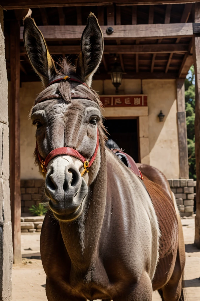 A donkey with temple