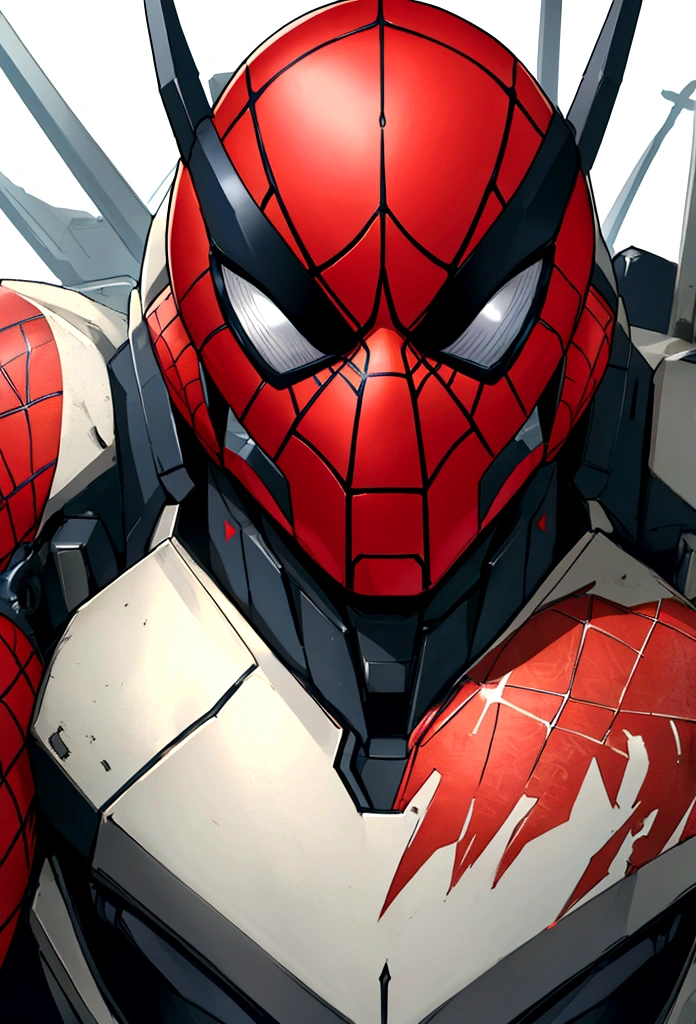 ((masterpiece)), ((best quality)), 8k, high detailed, ultra-detailed, mechanical spiderman head, big mecha robot