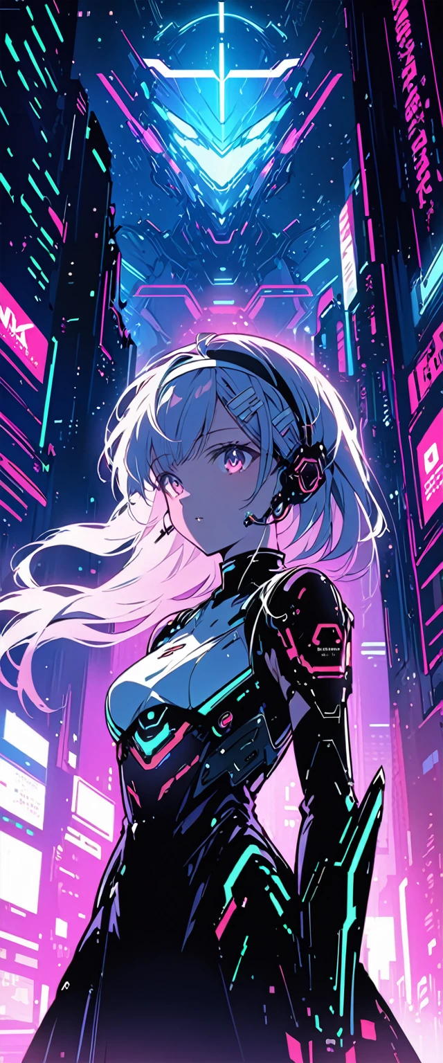 Anime girl in a dress and headband standing in front of a building, digital Cyberpunk anime art, Digital Cyberpunk - Anime Art, anime cyberpunk art, Cyberpunk Anime Girl, Cyberpunk Anime Girl mech, Anime Style 4k, Best anime 4K Kona-chan wallpapers, Cyber , Cyberpunk anime art, Portrait Anime Astronaut Girl, Future anime girl, Dreamy Cyberpunk Girl