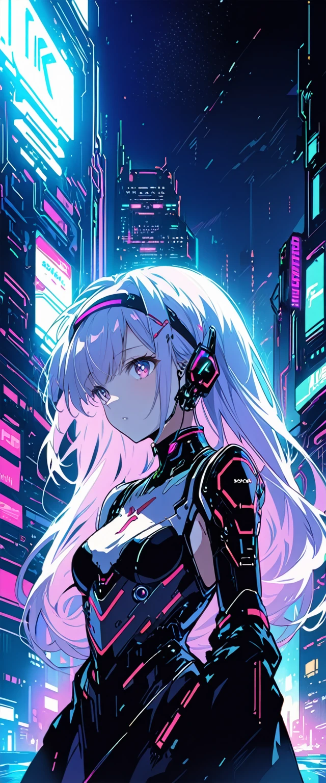 Anime girl in a dress and headband standing in front of a building, digital Cyberpunk anime art, Digital Cyberpunk - Anime Art, anime cyberpunk art, Cyberpunk Anime Girl, Cyberpunk Anime Girl mech, Anime Style 4k, Best anime 4K Kona-chan wallpapers, Cyber , Cyberpunk anime art, Portrait Anime Astronaut Girl, Future anime girl, Dreamy Cyberpunk Girl