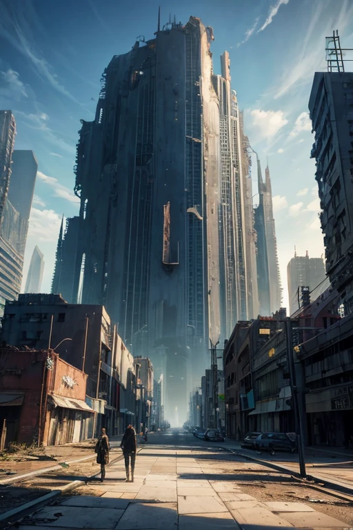 highest quality、A ruined futuristic city、dim、Surrealism