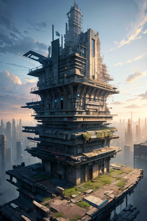 highest quality、A ruined futuristic city、dim、Surrealism