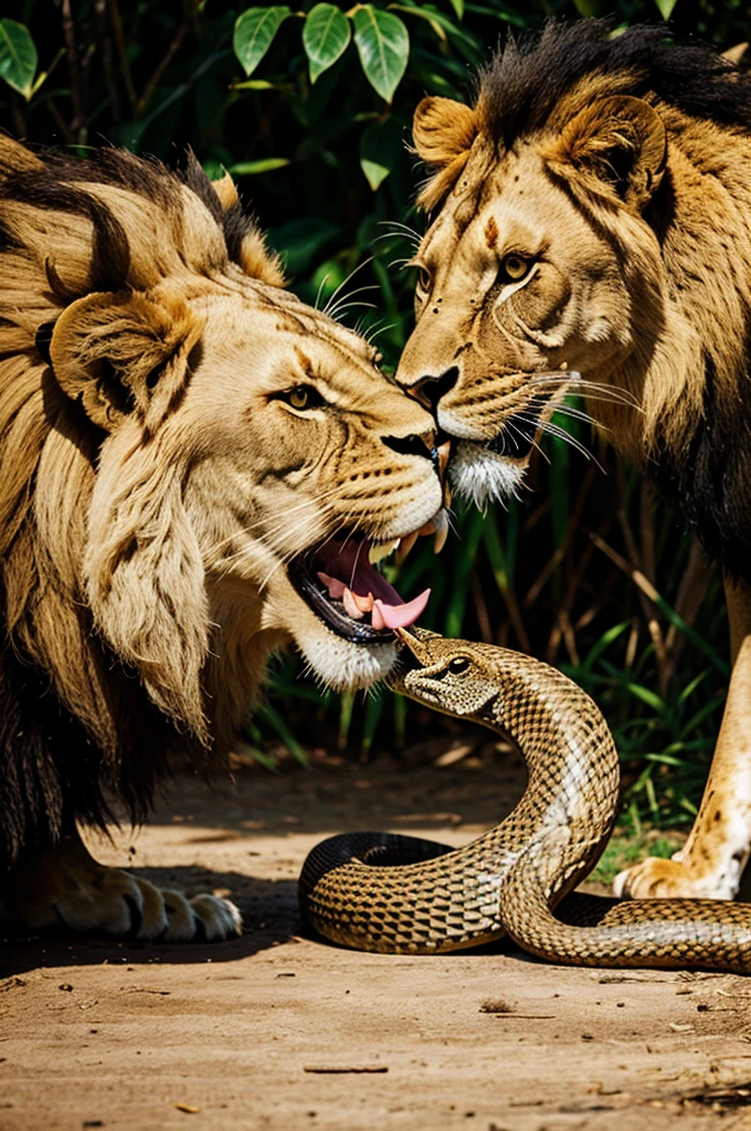 A snake eat a lion 