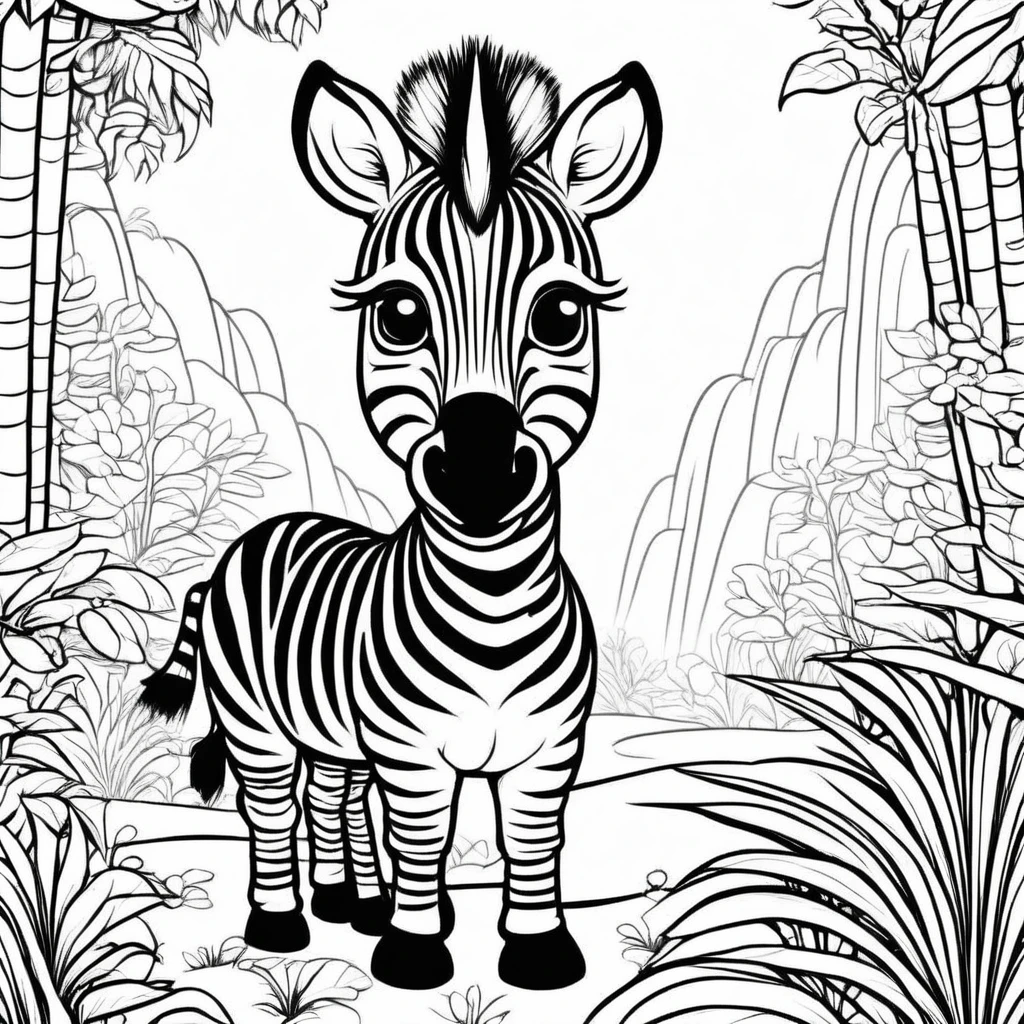 A cute zebra, cartoon, Coloring Book, ColoringBookAF,