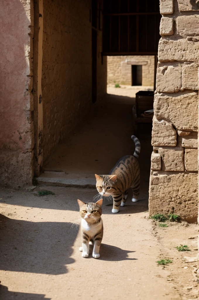 A cute cat inside a village