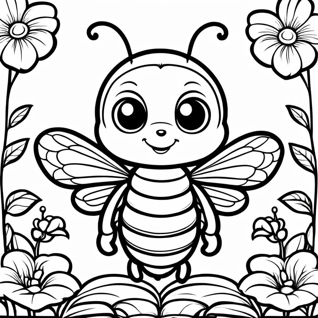 A cute bee, cartoon, Coloring Book, ColoringBookAF,