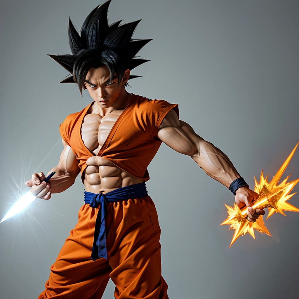Draw Goku holding a diamond spear