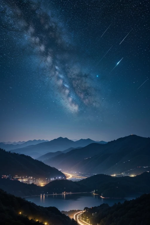 highest quality、Landscape painting、nature、night景、night、moon、Starry Sky