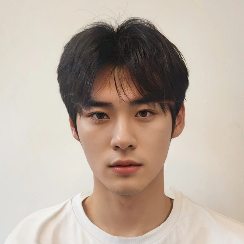Best Quality, 8k, Masterpiece, (Portrait: 1.3), (photo realistic:1.4), (hyper realistic:1.4), Sharp Focus, looking at viewer, (smoother lighting:1.1), (increase cinematic lighting quality:0.9), realistic lighting, backlighting, light on face, ray trace, (brightening light:1.2), (Increase quality:1.4), sharp detail, (best quality real texture skin:1.4), finely detailed eyes, black_eyes, finely detailed face, 25 year old Korean man