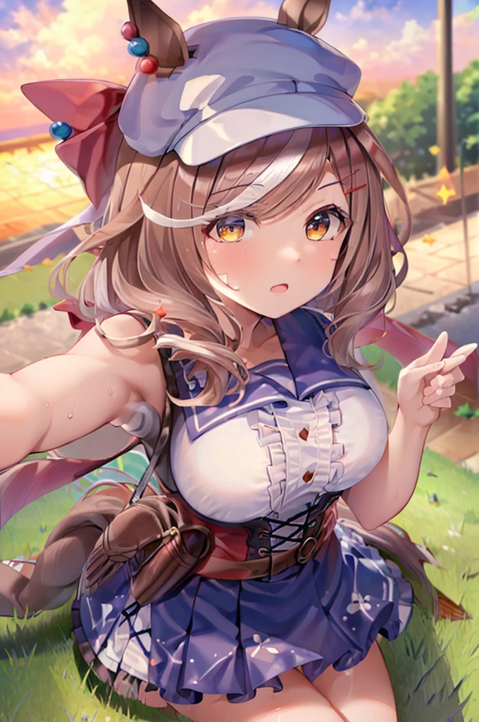 ((highest quality, masterpiece:1.3)), ((masterpiece)), Awareness-raising, highest quality,
1girl, solo, matikanetannhauser, umamusume, horse tail, horse ears, hat, big breasts, curvy, from below,
poolside, sunny,
school swimsuits, wet, sitting, crossing legs, raw thighs, forcas thighs, barefoot,