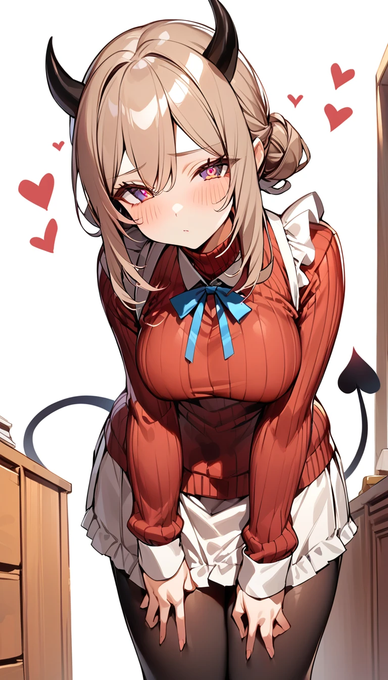 (High resolution,realist:1.2),beautiful,beautiful mother , in a kitchen, mother with apron, mother with red and y underwear, lifts her skirt to show her underwear, sad look with tears, blonde, her son hugging her, blonde haired son.