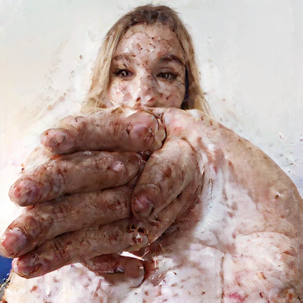 there is a woman holding a ring in her hand, macro giantess, extremely detailed giantess shot, giantess shot, partially cupping her hands, highly detailed giantess shot, giantess, holding it out to the camera, holding a pudica pose, foreshortening photography, low perspective, solemn gesture, forced perspective