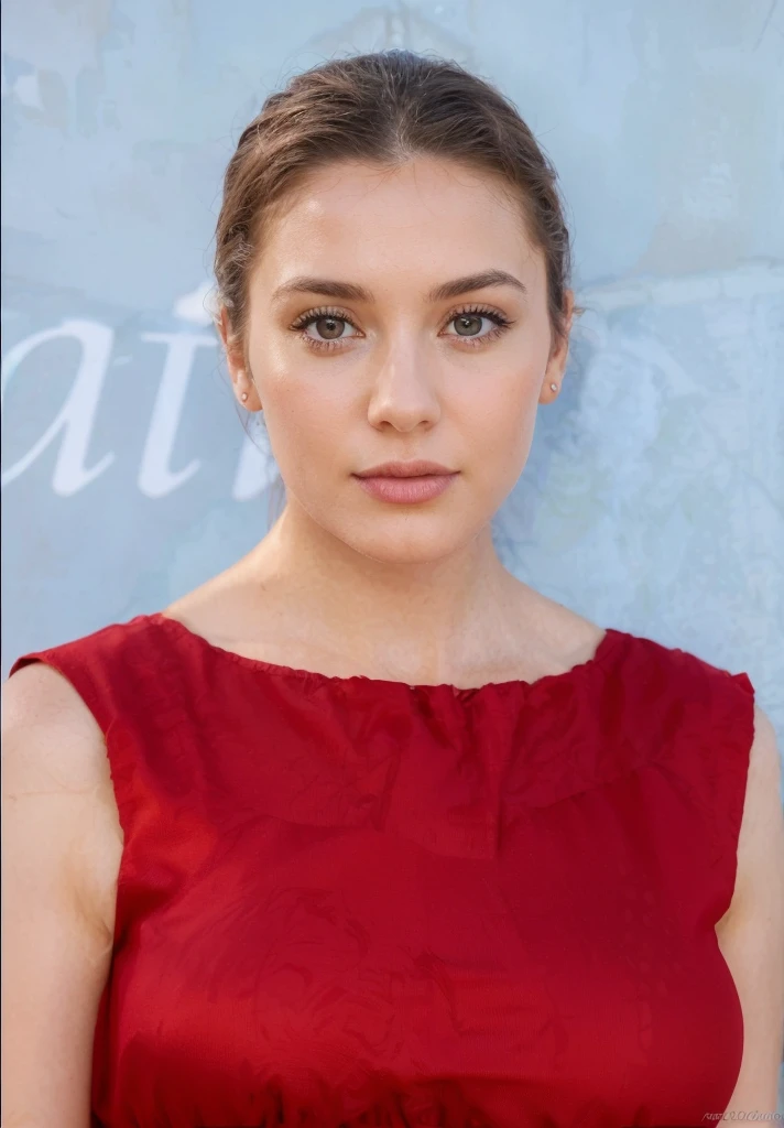 best quality, ultra high res, (photorealistic:1.4),1girl, red summer dress, large breast size with cleavage