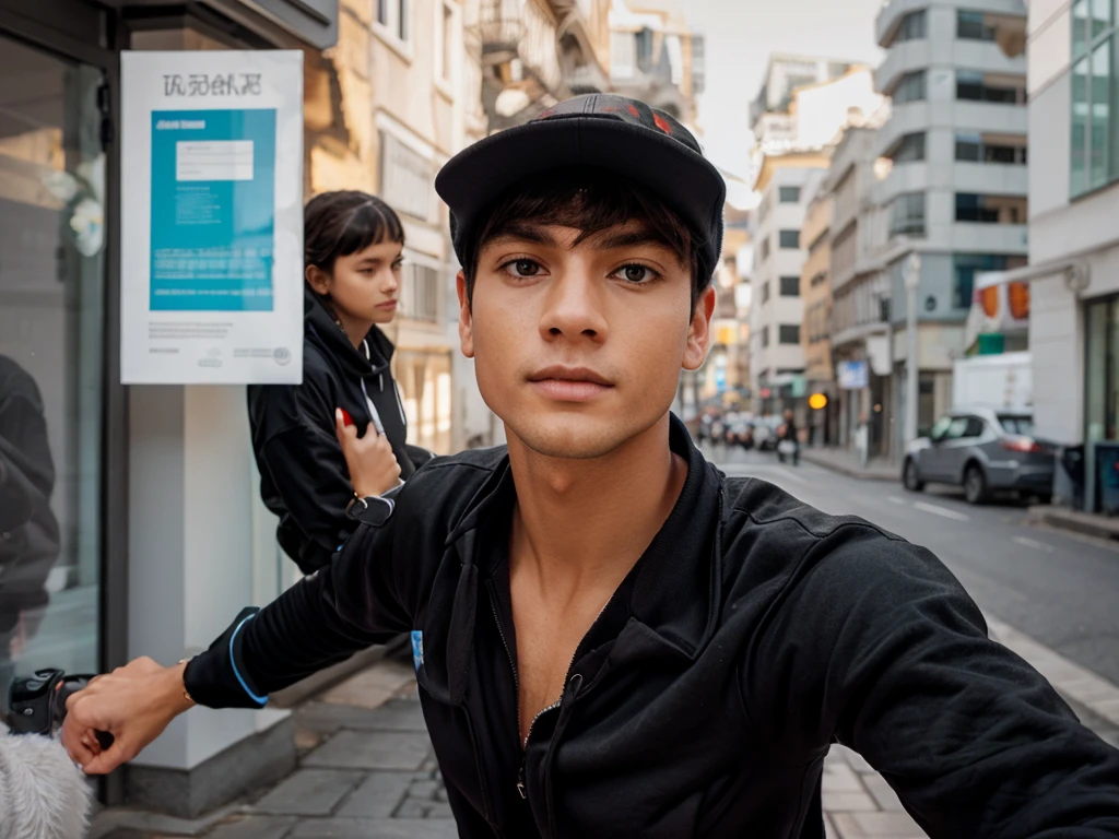 Wearing black hoodie 