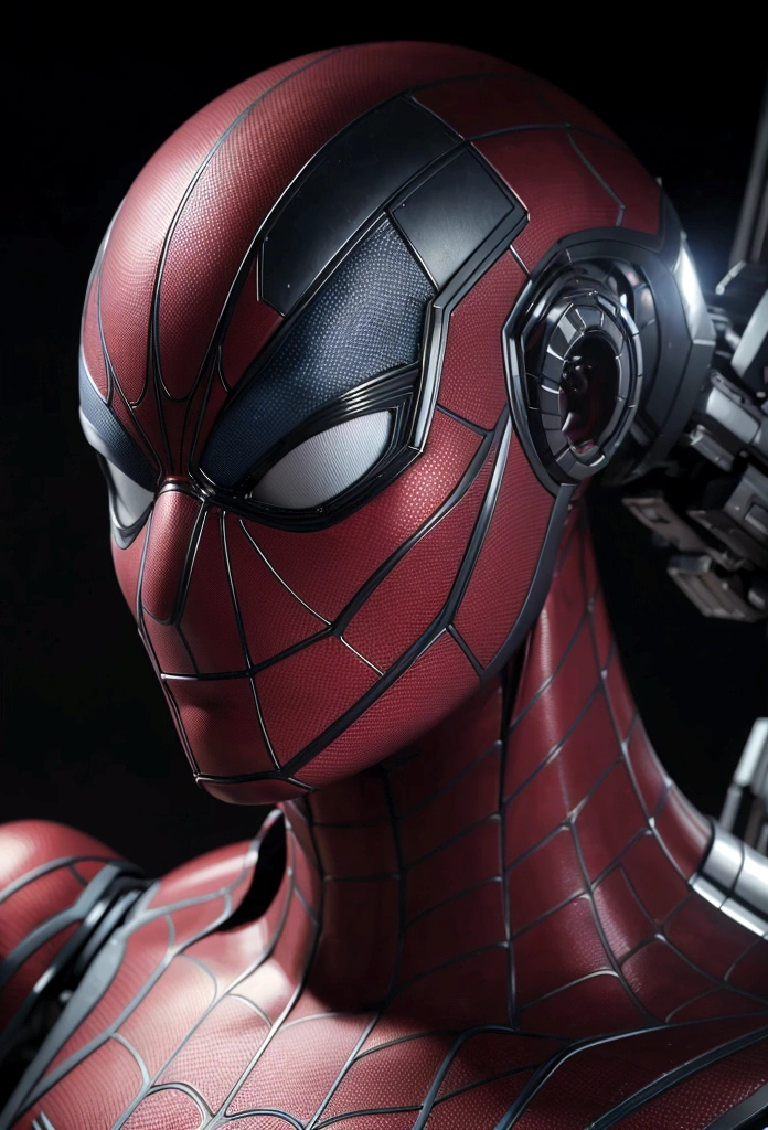 ((masterpiece)), ((best quality)), 8k, high detailed, ultra-detailed, mechanical spiderman head, big mecha robot