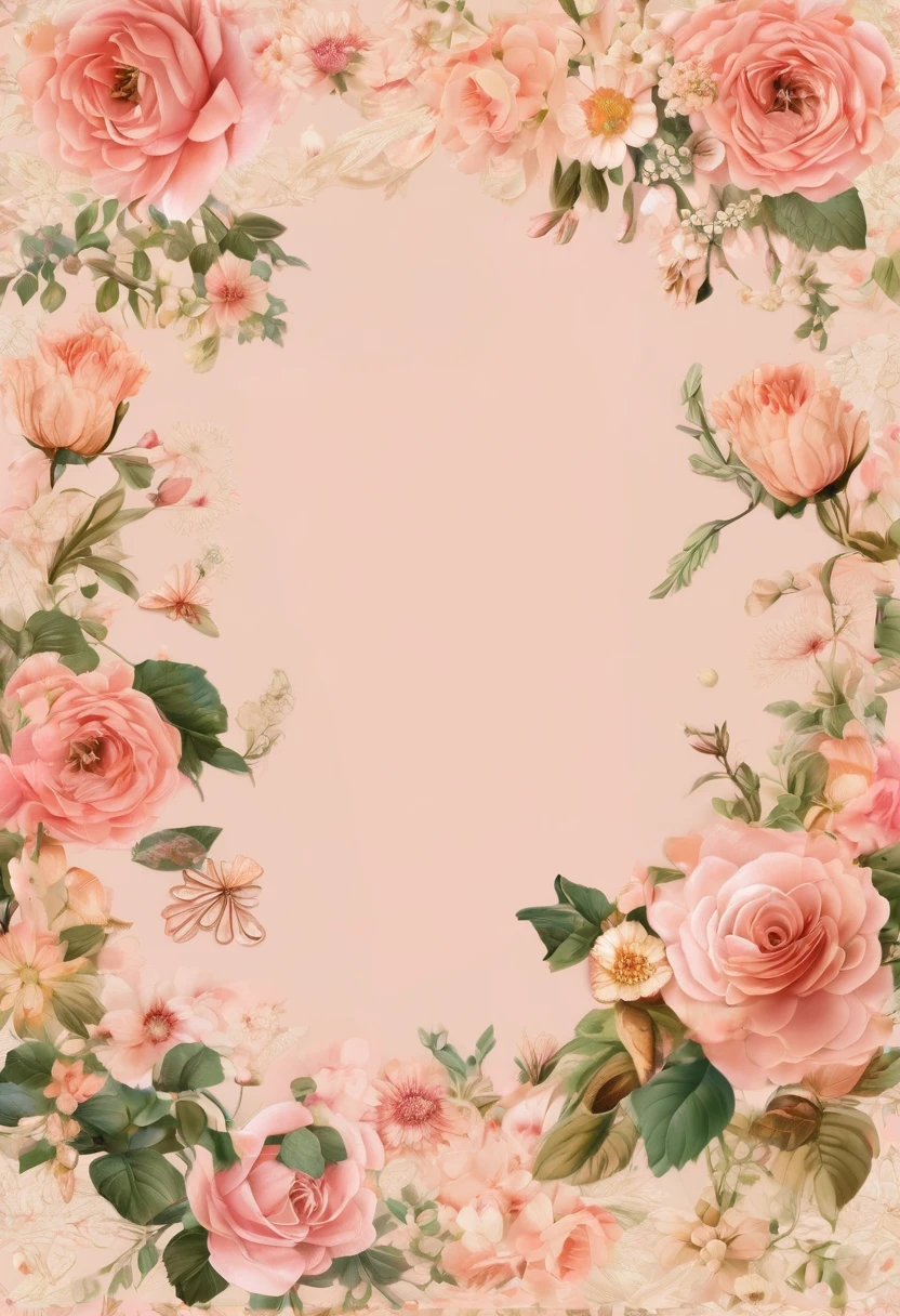 （overhead shot）,(Masterpiece:1.4),delicate,８ｋ,( Background Pages:1.4),race,Lots of ribon,Rococo, (VINTAGE  light salmon SCRAPPY PAPERS), a selection of pretty pages with flowers that will work with,((Digital Paper:1.4))