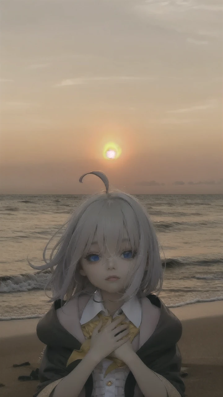 best quality, masterpiece, girl, Dark hair, dark eyes, home, sun shining, shiny skin, sun flare