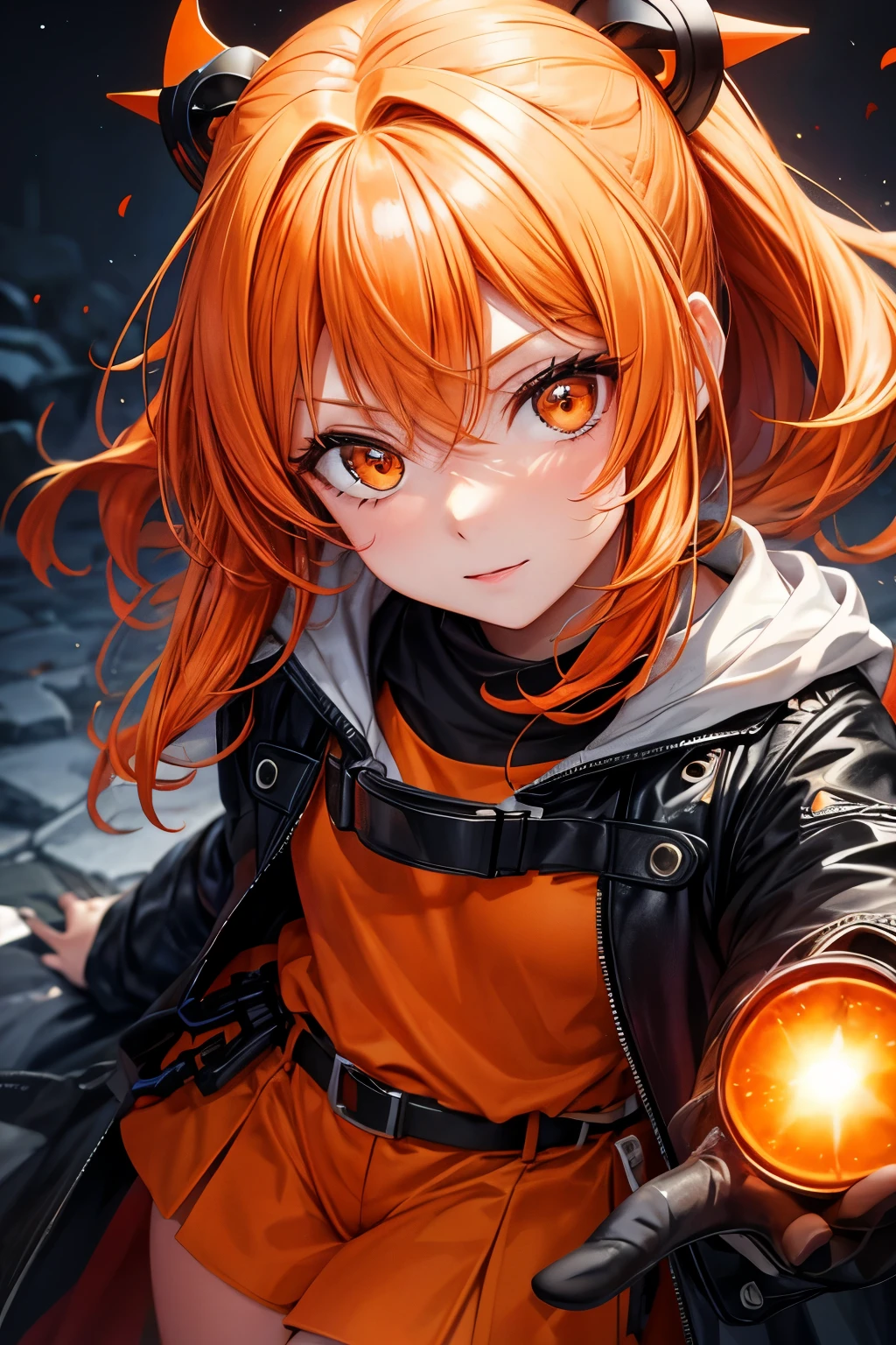 Orange hair, orange eyes, orange skin, girl