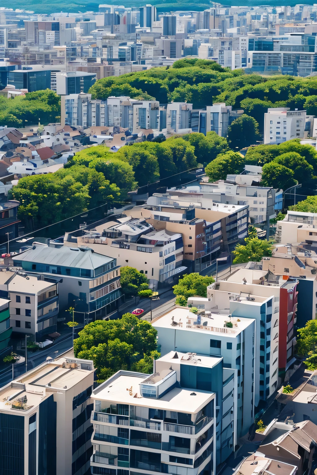 Lots of buildings and trees々Close-up of a city with, Digital Art by Ayako Rokkaku, Reddit, Digital Art, Residential area, City Street, 3D City, Small town, Japanese cities, City view, town, urban environment, street top view, Japanese Neighborhood, Street City, Residential, As detailed, townscape, Bird's Eye View