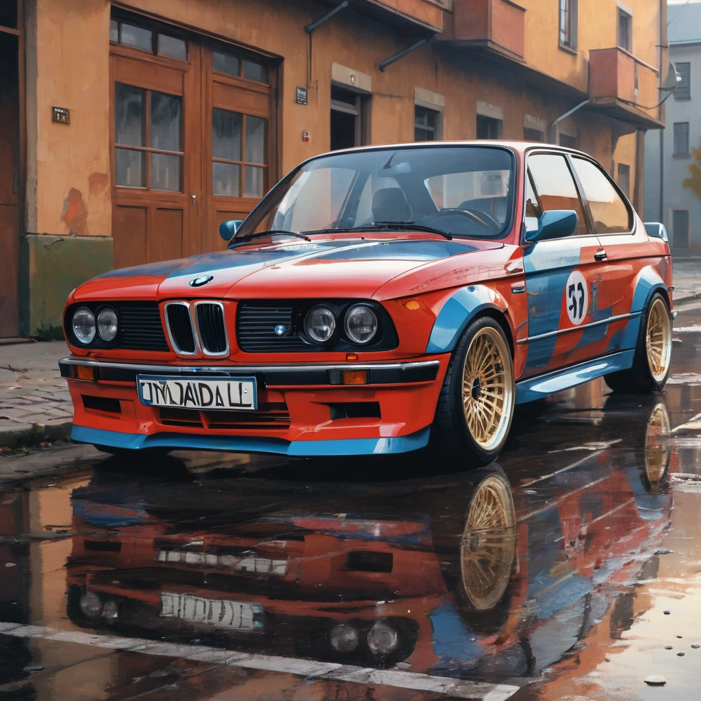 (Tyndall Effect:1.5), BMW 1990s by Piotr Jaboński, best quality, masterpiece, Representative work, official art, Professional, Ultra intricate detailed, 8k