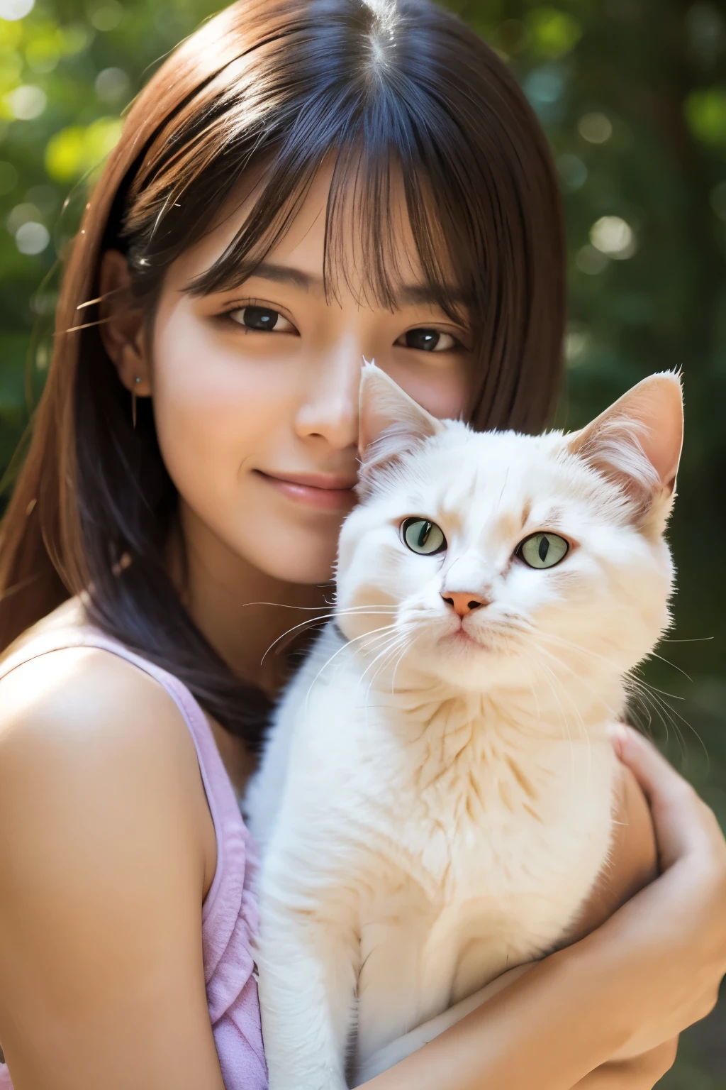 Woman holding a cat