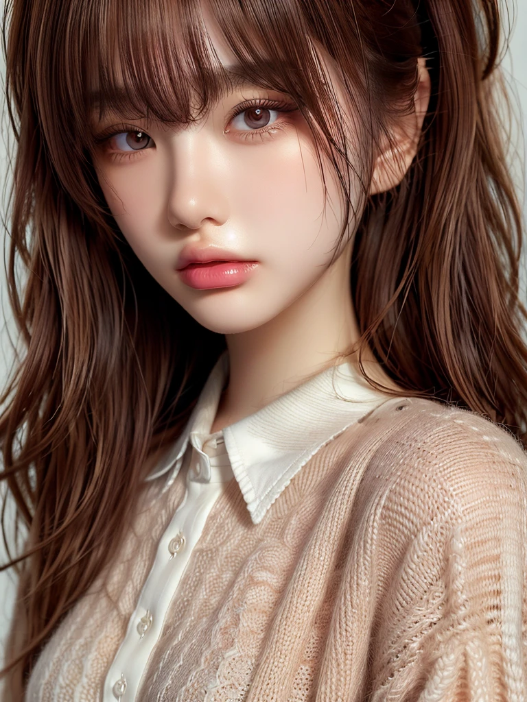 highest quality, Ultra-high resolution, (Realistic:1.4), One girl, Button-down shirt, Black Skirt, School, Dark brown hair, chest, (Blonde Hair:1.2), View Viewer, (Highly detailed face:1.1),, (Purelos Face_v1:0.8),Tick tock,