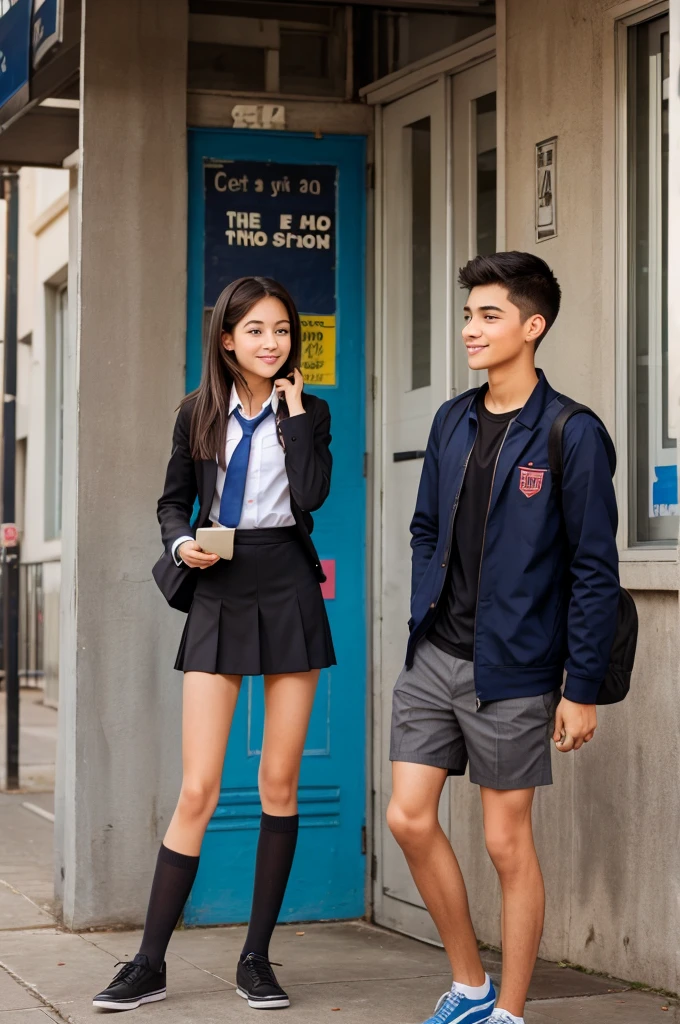 High school girl who is walking to school, Then she accidentally bumped into the boy she liked